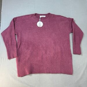 Anrabess Pullover Sweater Womens Small Red Wine Long Sleeve‎ Slit Side New